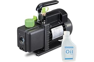 Rogvoc Vacuum Pump 4 CFM 110V 1/3 HP Single Stage Rotary Vane Air Vacuum Pump for HVAC/AUTO, AC Refrigerant Recharging, with Oil, Applicable to R12 R22 R134a R410a