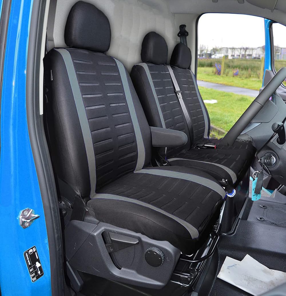 BAAZ Universal Van Seat Covers Grey 3D Stripe Front Driver & 2 Passengers