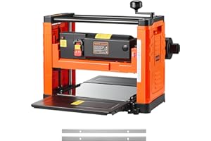 VEVOR Thickness Planer, Two-Blade, 13-Inch Width Worktable Power Benchtop Planer, 1800W 23500 RPM Powerful Motor, Dual Roller