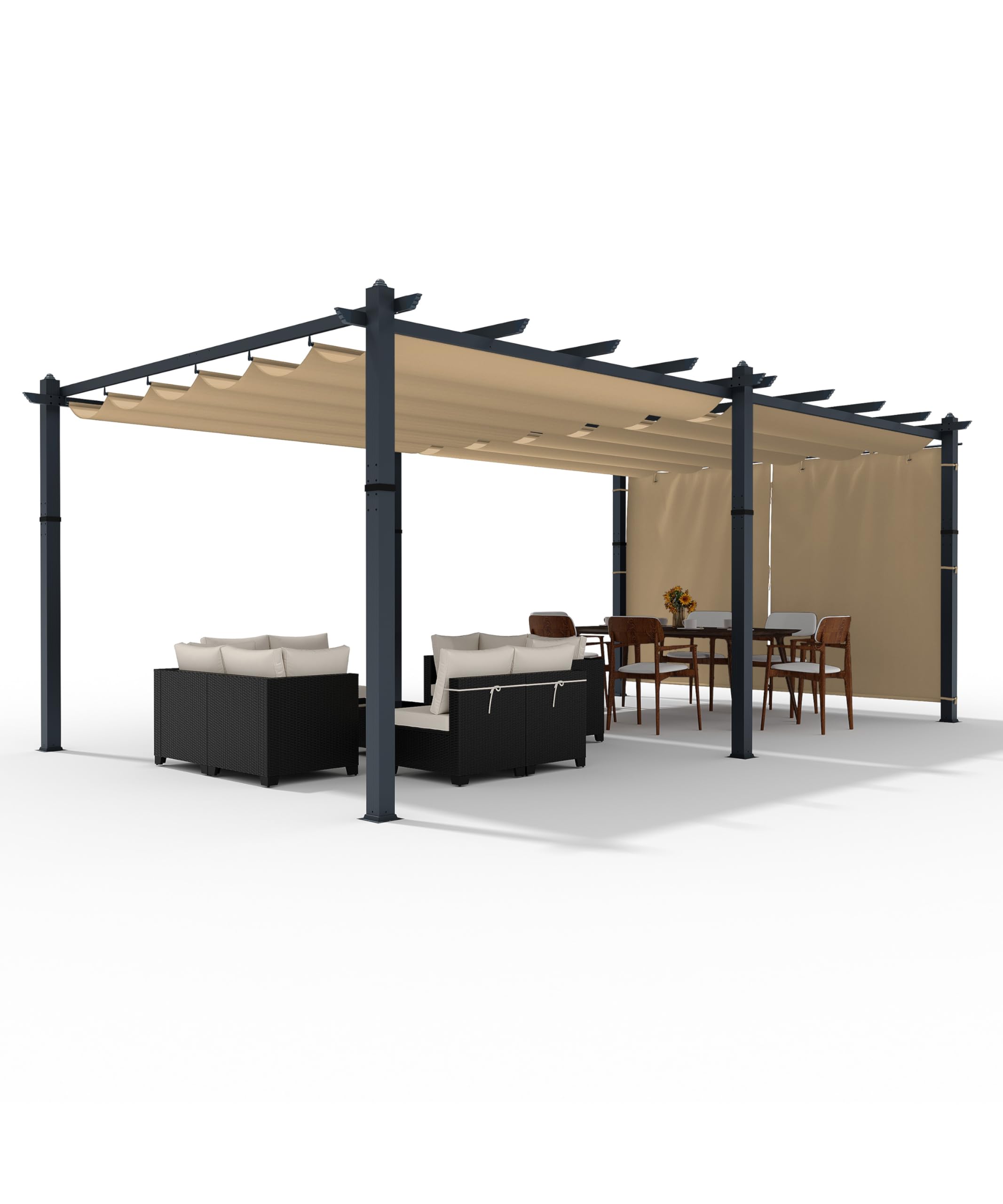 Photo 1 of ***************INCOMPLETE ITEM, THIS IS ONLY BOX #2 OUT OF 2 TOTAL****************
GarveeLife 12x20 ft Aluminum Pergola Outdoor Metal Pergola with Adjustable Canopy Reinforced Frame Outdoor Shelter for Backyard Garden Deck- Khaki