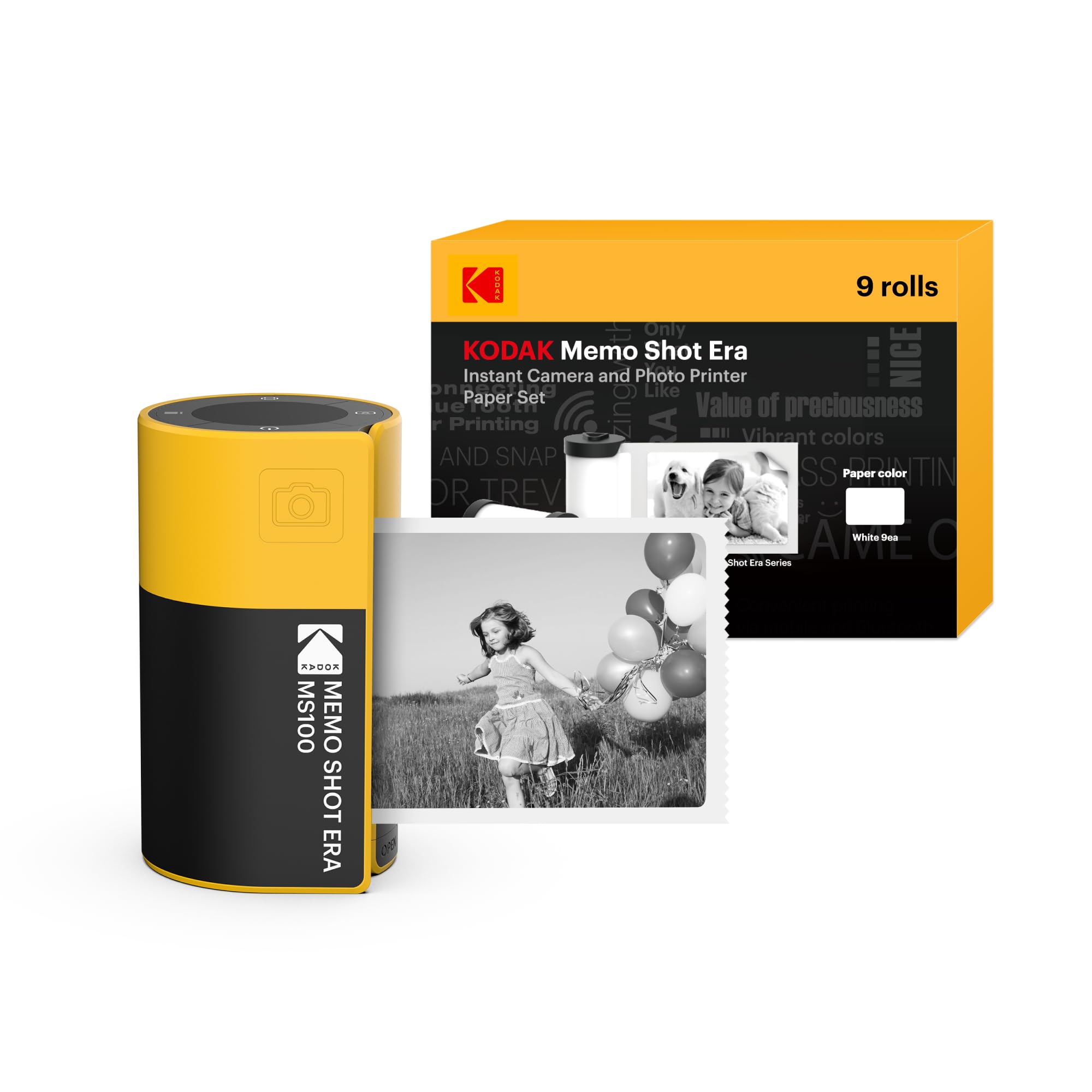 KODAK Memo Shot ERA Kids Instant Digital Camera and Photo Label Printer, White (Camera with 1 Roll One-Touch Label Cartridge)