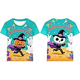 Halloween Skeleton Shirt for Toddler Boy Girl 3D Pumpkin Head Outfit Kid Candy Short Sleeve Tshirt Mexico Dinosaur Tee 3-10T