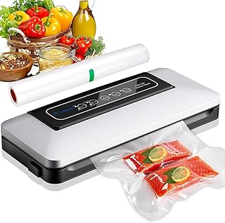 Aobosi Vakuumierer-Vakuumiergerät 5 In 1 automatische Lebensmittel Versiegelung für Trockene und Feuchte Lebensmittel,mit Starter-Kit von 28x300cm Vakuum-Rolle und Vakuum-Schlauch für Vakuumbehälter