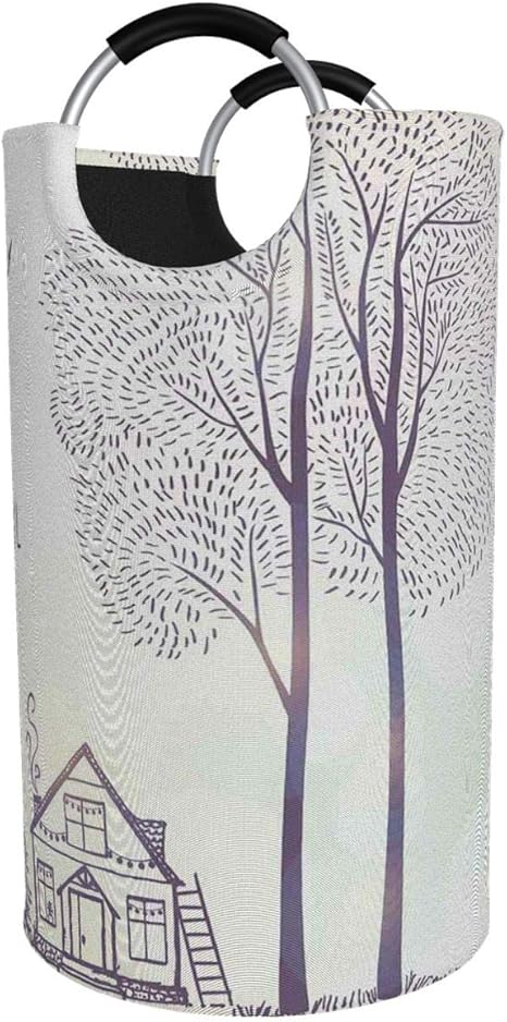 Amazon Wotaka ランドリーバスケット カントリースタイルの家の木スケッチイラストそれは美しい日の引用です ランドリーバッグ 洗濯かご おりたたみ 洗濯カゴ おしゃれ 収納ボックス おもちゃ収納 ランドリー収納 オンライン通販