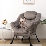 HollyHOME Velvet Armchair Dark Gray with Steel Frame 95x80x64 cm view 4