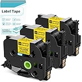 24mm Label Tape Yellow TZe-651 Replacement for Brother Label Maker Tapes TZ Tape 24mm 0.94 Laminated TZ-651 1 Inch for Vixic P780BT Ptouch PT-E720BT PT-D600 PT-D610BT PT-P710BT PT1880 Label Maker