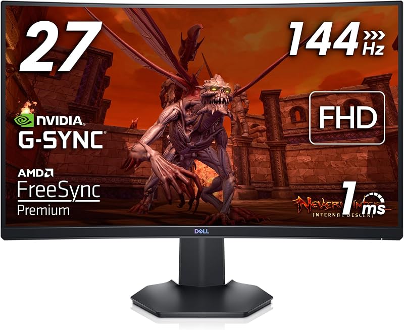 Dell S2721HGFA 27 Inch Full HD 144Hz 1ms Curved Gaming Monitor FreeSync G-SYNC