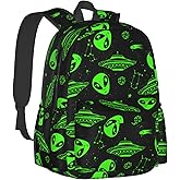 Green Ufo Alien Star Multipurpose School Bag Bookbag for Teenage Boys Girls Daily Backpack