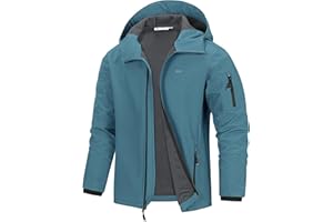 33,000ft Men's Hooded Softshell Jacket Waterproof Lightweight Insulated Windbreaker Fleece Lined Rain Shell Jacket