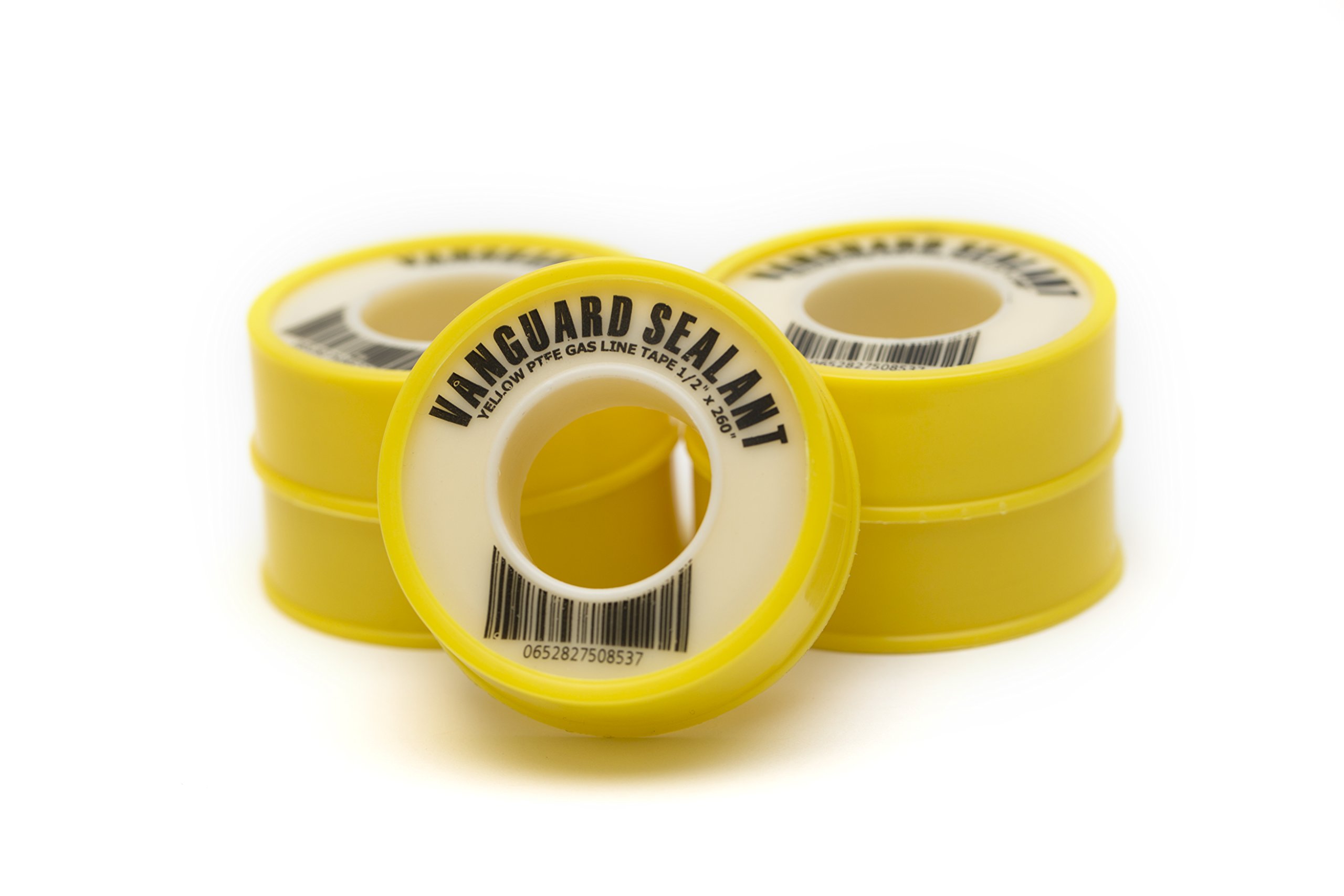 PTFE Yellow Gas Line Thread Sealant Tape 260" Length 1/2" Width 5 Pack