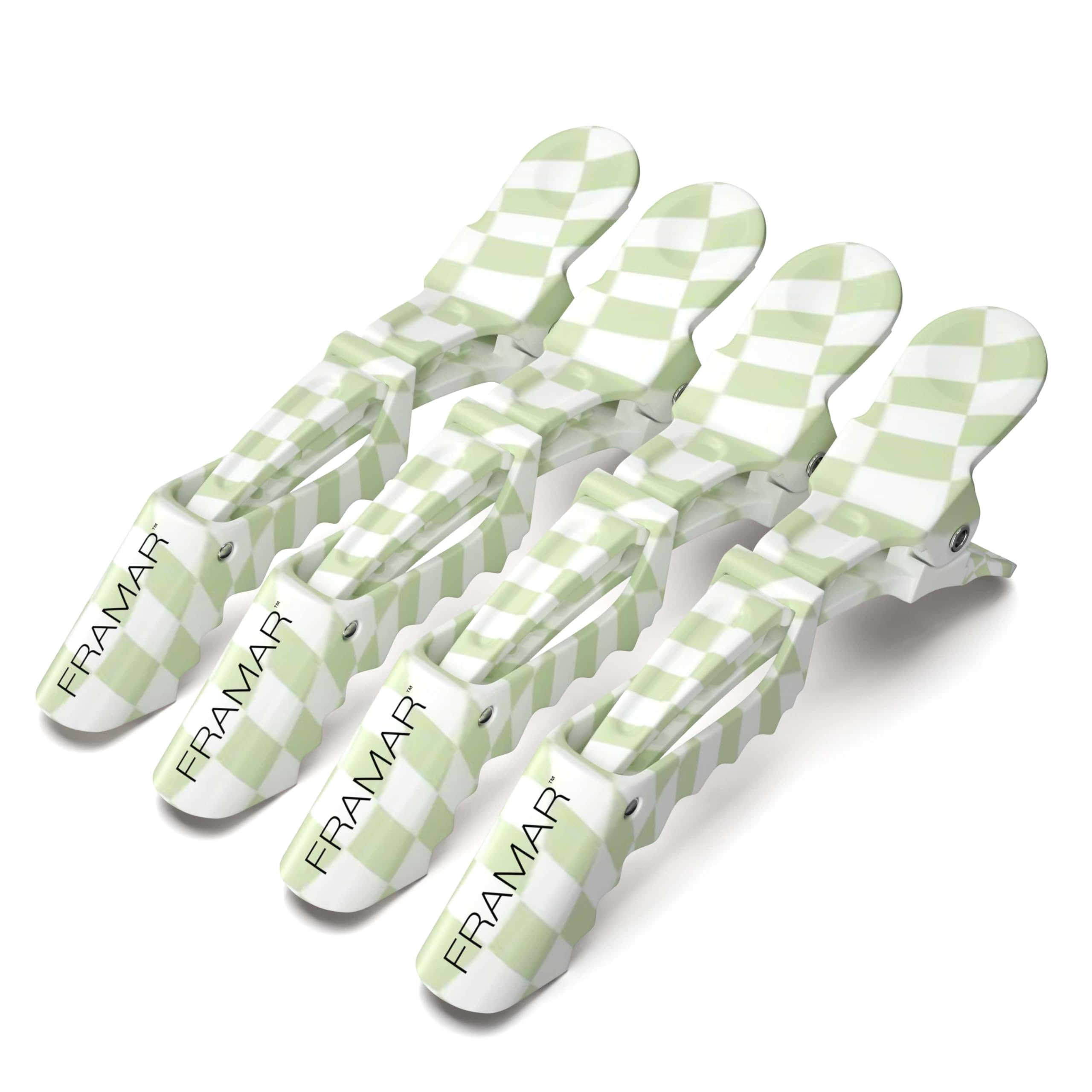FRAMAR Checkered Crocodile Clips Hair – Sectioning Hair Clips For Styling, Hairdressing Clips, Green Hair Clip, Hairclips, Strong Grip Without Slipping, Matte Finish – 4 Pack — image 1