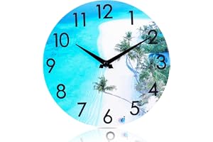 Outdoor Clock 12'' Acrylic Waterproof Outdoor Wall Clock Beach Coastal Theme Pool for Ourdoor Indoor Use Decor, Garden Tools