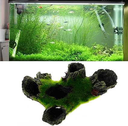 Amazon Com Julyshop Aquarium Rock Cave Decoration With Green