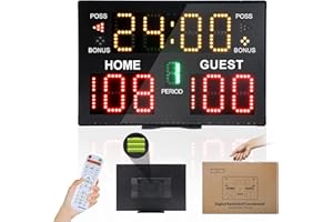 Ousmile Basketball Scoreboard with Timer Clock, Digital Scoreboard with Remote, Portable Battery Powered Electronic Scoreboard for Baseball/Tennis/Soccer/Volleyball/Ping Pong Games