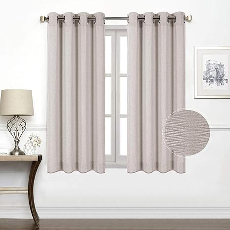Amazon Com North Hills Premium Soft Curtain With Cashmere Feel Herringbone Textured Room Darkening Top Grommet Window Curtains Drapes For Bedroom Kids Room 52 W X 63 L Natural 1 Panel Home