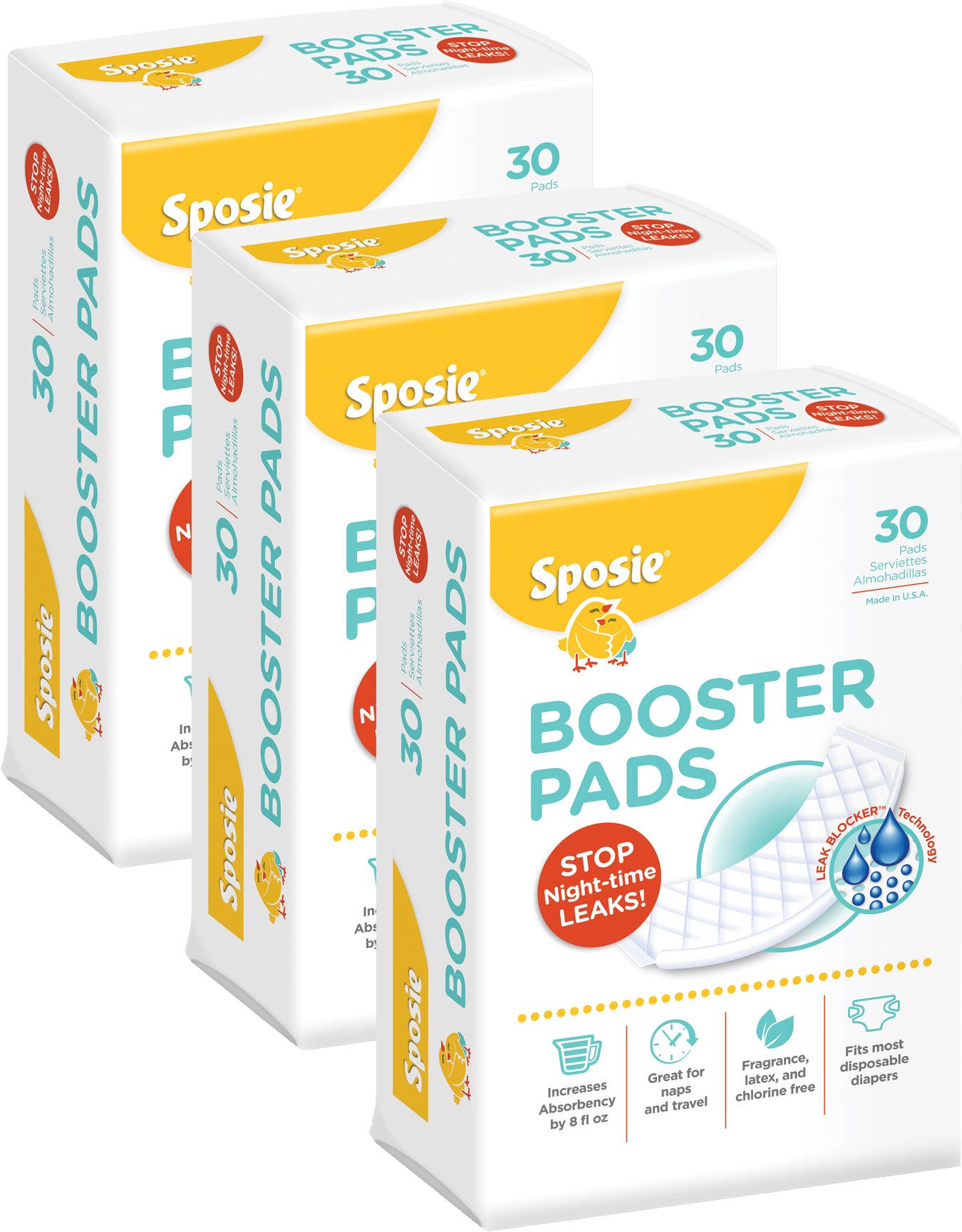 Sposie Booster Pads Diaper Doubler, 90 Count, 3 Packs of 30 Pads eBay