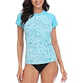 LRD Women's Short Sleeve Rash Guard Shirts UPF 50 Quick Dry Active Swim Shirt