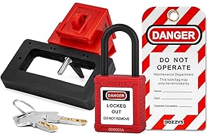 BOZZYS Oversized Clip-On Circuit Breaker Lockout Device with Insulated Loto pad Locks(Nylon Shackle) and Tag for 480/600 Volt Clamp-on Breaker,OSHA Compliant(BD-D13X-KIT with Lock)
