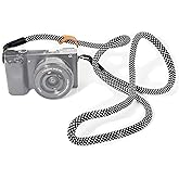 Little Fire Craft Camera Strap Crossbody Camera Neck Shoulder Strap 127cm Climbing Rope for Photographers Lanyard 10mm Thick - Black/white