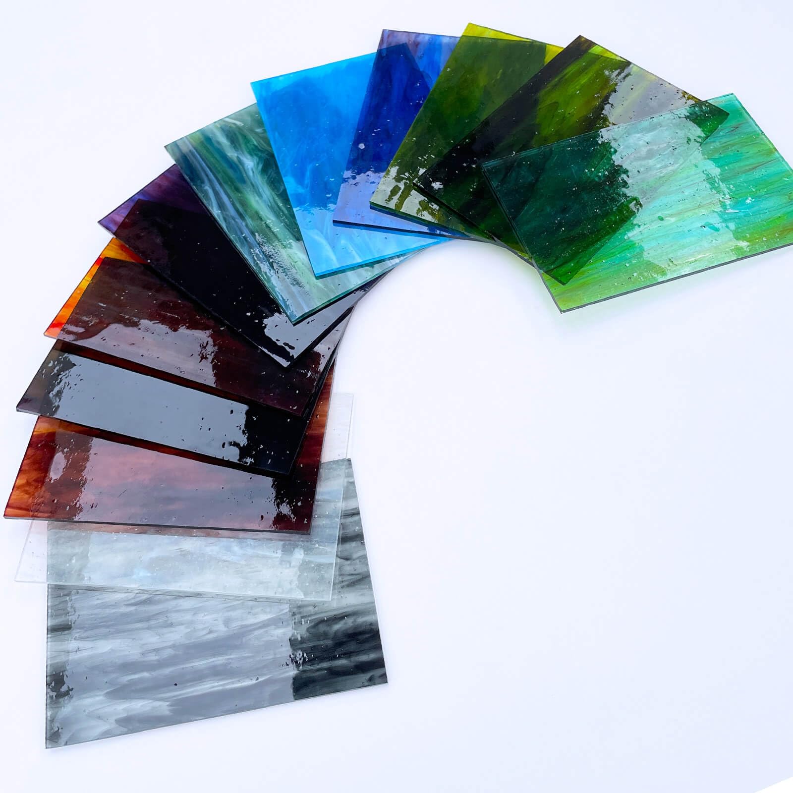 LITMIND 12 Sheets Smooth Translucent Texture Stained Glass Variety Pack - 6x4 Inch Assorted Cathedral Art Glass for Crafts & Stunning Mosaic Projects with Mist Pattern