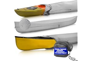 EliteShield Full Canoe Kayak Cover; Waterproof UV Resistant 600D Marine Grade Polyester for Canoe Kayak Storage Cover fits 15 ft-16 ft Long, 116 Inches Girth Gray Color