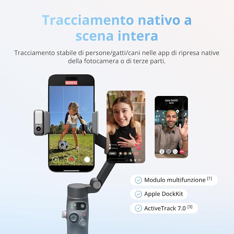 Osmo Mobile 8 gimbal per smartphone, stabilizzazione a 3 assi