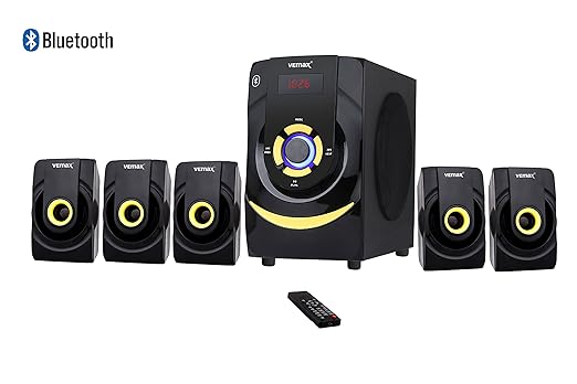 Vemax Beat 5.1 Bluetooth Multimedia Home Theater System 5.25 inch Woofer with FM USB AUX Bass & Treble Control (Black & Yellow)