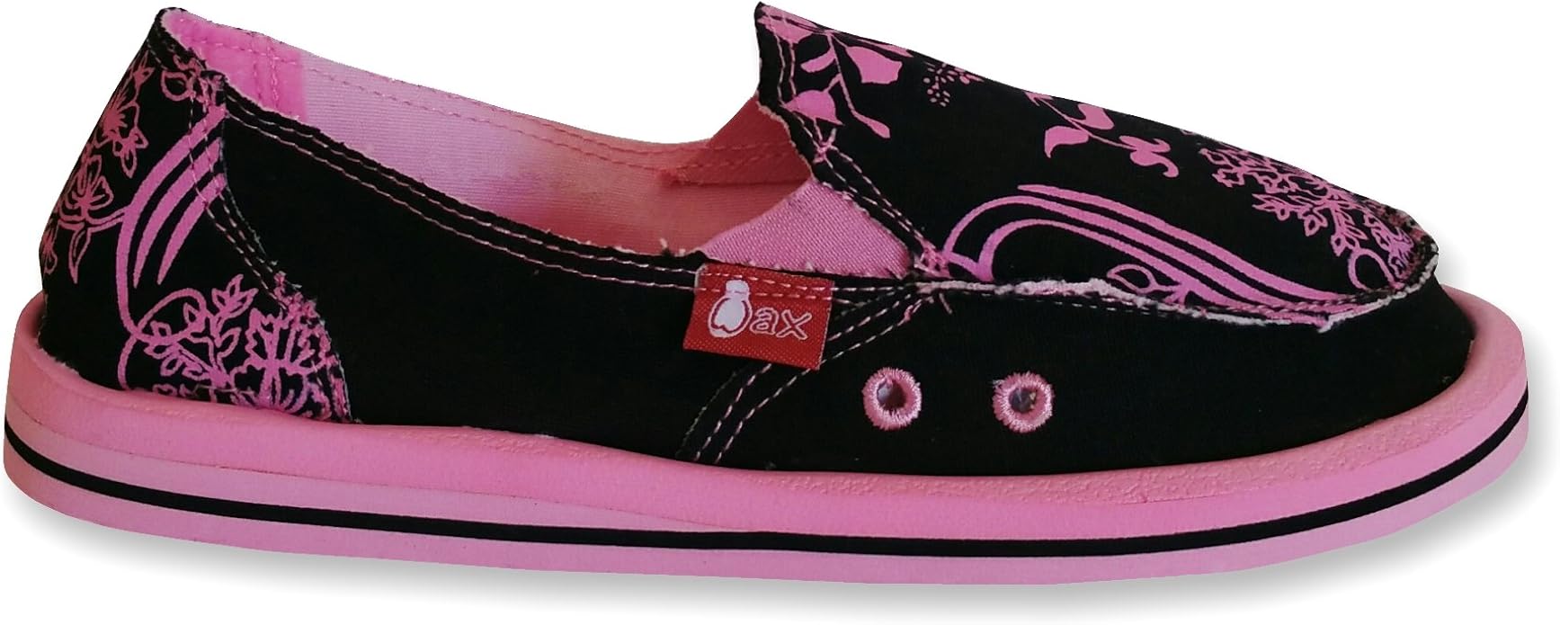 Zapatillas de Mujer WAX by yulis de Lona Negra con Estampado Rosa ...