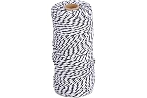 Katkuca Black and White Twine, 328 Feet Cotton Bakers Twine Perfect for Baking, Butchers, Crafts Wrapping (Black&White 328)