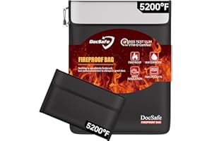 DocSafe Fireproof Document Bag (5200℉) with Fireproof Organizer Travel Case,Heat Insulated Fire＆Water Resistant 8 Layers Safe Money Bag Storage for Important Documents,Cash,Power Bank,Valuables,Black
