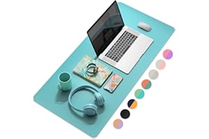YSAGi Desk Mat, Mouse Pad,Waterproof Desk Pad,Large mouse pad for desk, Leather Desk Pad Large for Keyboard and Mouse,Dual-Sided Mouse Mat for Office and Home (35.4" x 17", Calamine Blue+Cobalt Green)