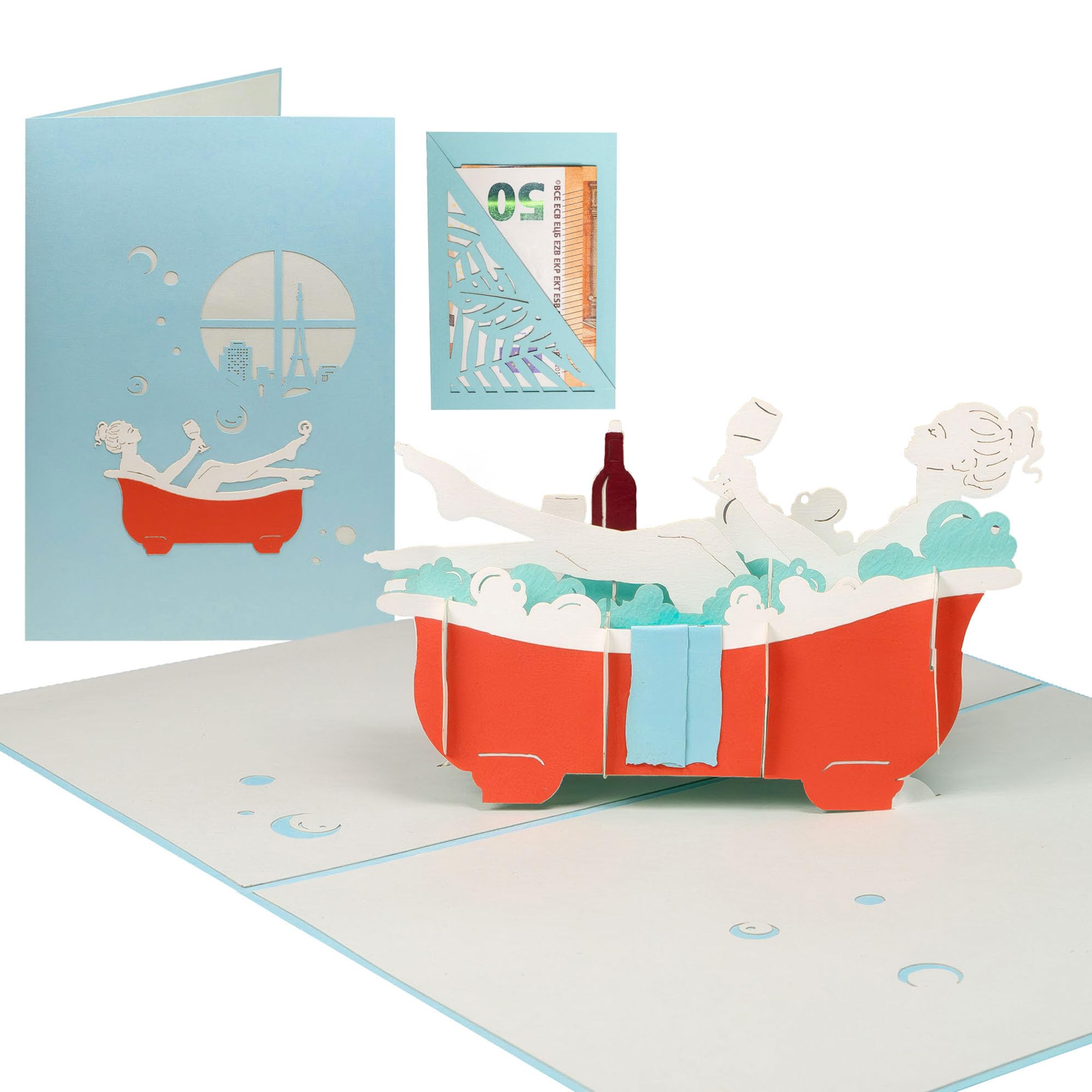 Sweetpopup® 3D Pop-Up Wellness Card – Relaxing Bathtub Design – Perfect Birthday Card or Gift Card for Wellness, Relaxation & Self-Care- 192