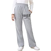SHENHE Girl's Flare Sweatpants Elastic Waist Casual Workout Athletic Pants Graphic Sweat Pants