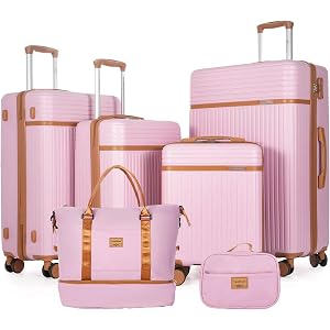 Travelhouse 6-Piece ABS+PC Hardside Luggage Set with Spinner Wheels | 16/20/24/28" suitcases,waterproof duffel bag,toiletry b
