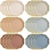 Tiangrid 72 Pcs Morandi Color Paper Plates 9 Inch Brown Blue Gradient Scalloped Paper Disposable Dinner Dessert Plates for Birthday Wedding Bridal Party Supplies, 6 Colors