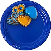 CUSINIUM 50-pack Blue Plastic Dessert Plates - 7" Small Round Disposable Cake Plates for Parties, Birthday, Picnic and Other Events