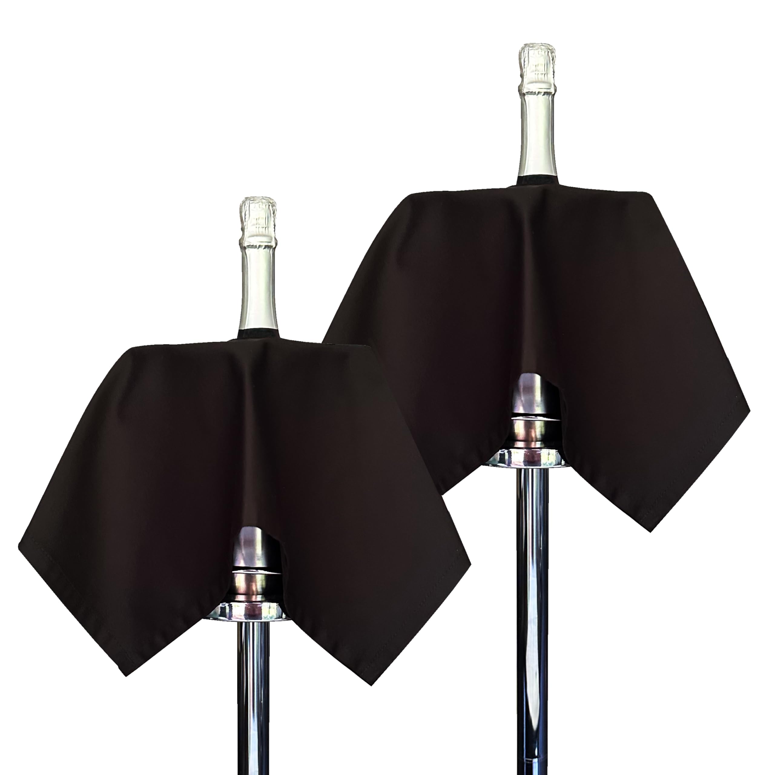 BottleCloths - Catering Collection, Bottle Cloths for Ice Buckets, Polycotton, 54 cm, Center Hole, Stitched Circle (Black, Pack of 2)