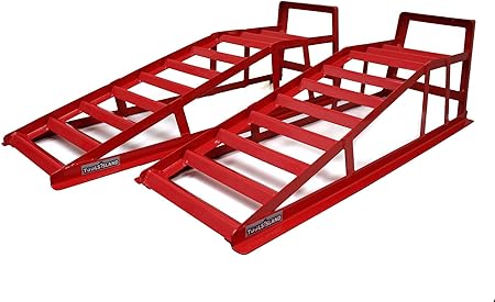 Amazon Co Jp Toolsisland ツールズアイランド カースロープ 2本 セット ジャッキサポート オイル交換 耐荷重 2トン カーランプ 軽量 トラック幅230ｍｍ 車 バイク