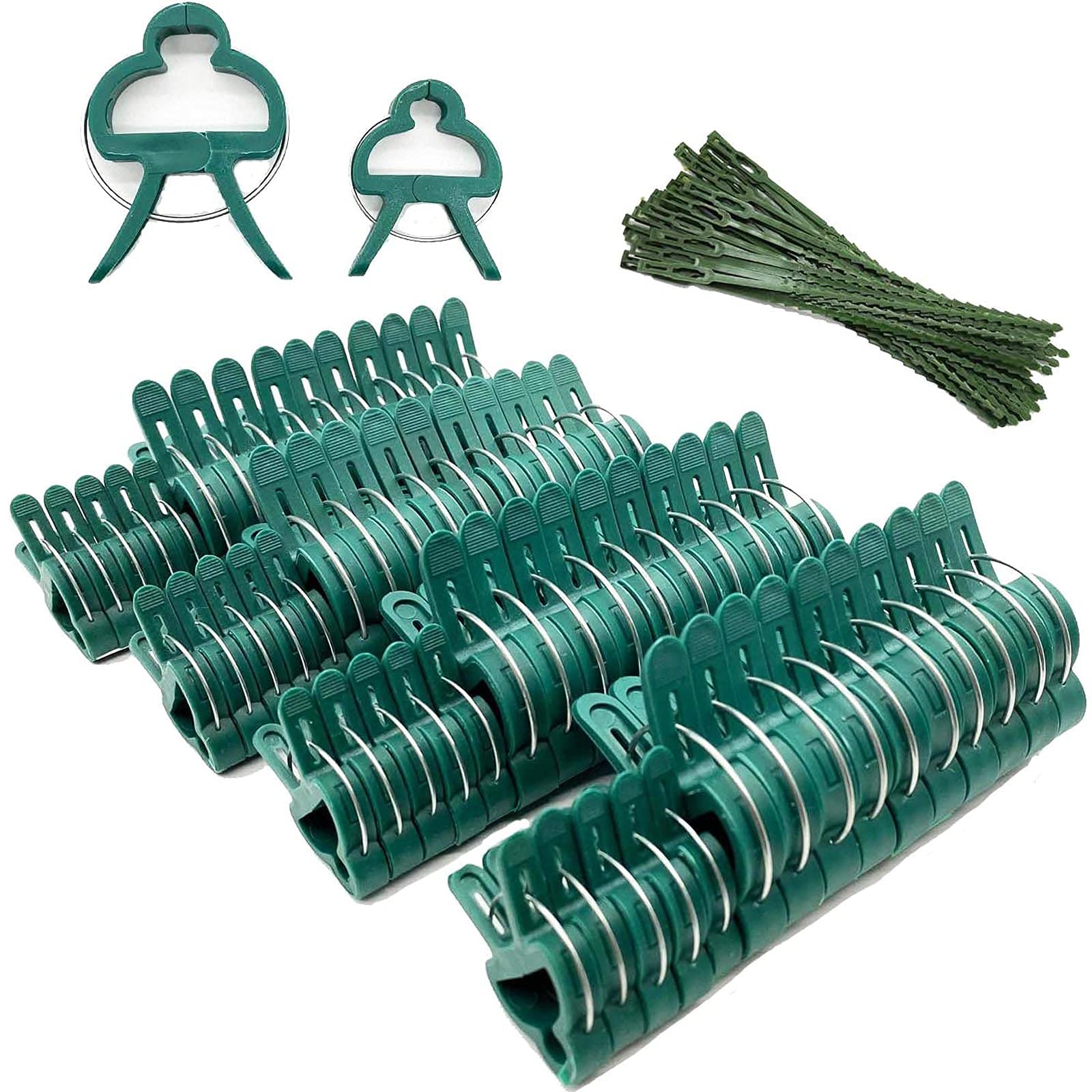 Garden Plant Clips with Adjustable Plant Ties, Plant Clips for Climbing Plants, Plant Support Clips for Vine Tomatoes Garden Vegetables (40 Large Clips, 20 Small Clips, 30 Ties)