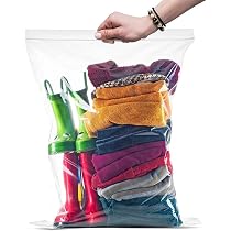 Extra Large 8 Gallon Storage Bags With Handle - 15 Pack Heavy Duty 4 Mil Clear Zipper Bags For Moving
