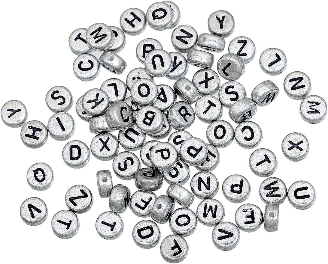 7mm Mixed Colour Letter Round Letter Coin Beads Jewellery Kids Craft 
