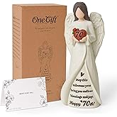 NINNSSOT 70th Birthday Gifts for Women, Happy 70th Birthday Decorations, Unique 70 Year Old Gifts for Woman Grandma Mom Sister Friends, Hand-Painted Angel Figurine for Home Party Decor