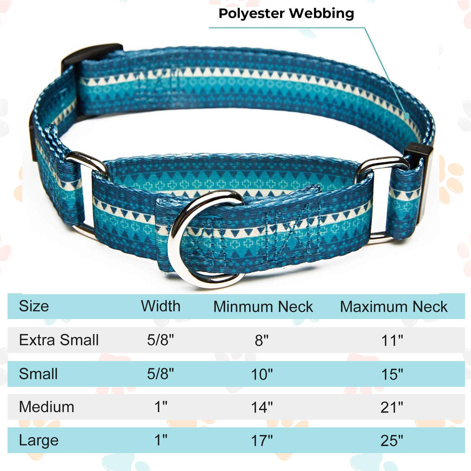 Dazzber Martingale Collar Dog Collar No Pull Pet Collar Heavy Duty Dog Martingale Collars Silky