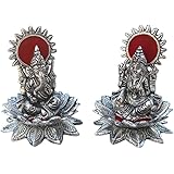 Laxmi Ganesh Pair On Lotus in Metal