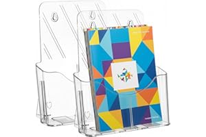 Yarlung 2 Pack Acrylic Brochure Holder, 8.5 x 11 Inches Clear Booklet Display Stand for Desk or Wall Mount, Plastic Counterto