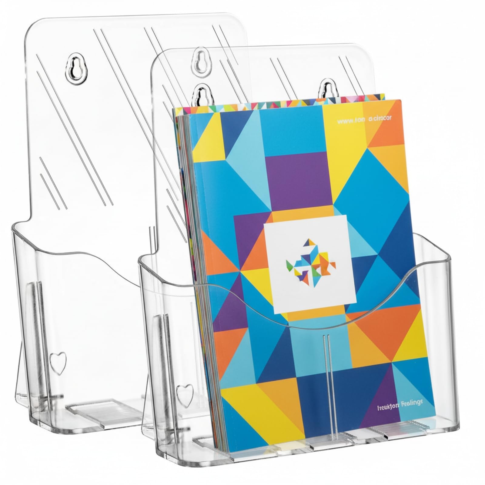 Yarlung 2 Pack Acrylic Brochure Holder, 21.5 x 27.9cm Clear Booklet Display Stand for Desk or Wall Mount, Plastic Countertop Organizer for Menu, Pamphlet, Literature, Document, Magazine, Journals