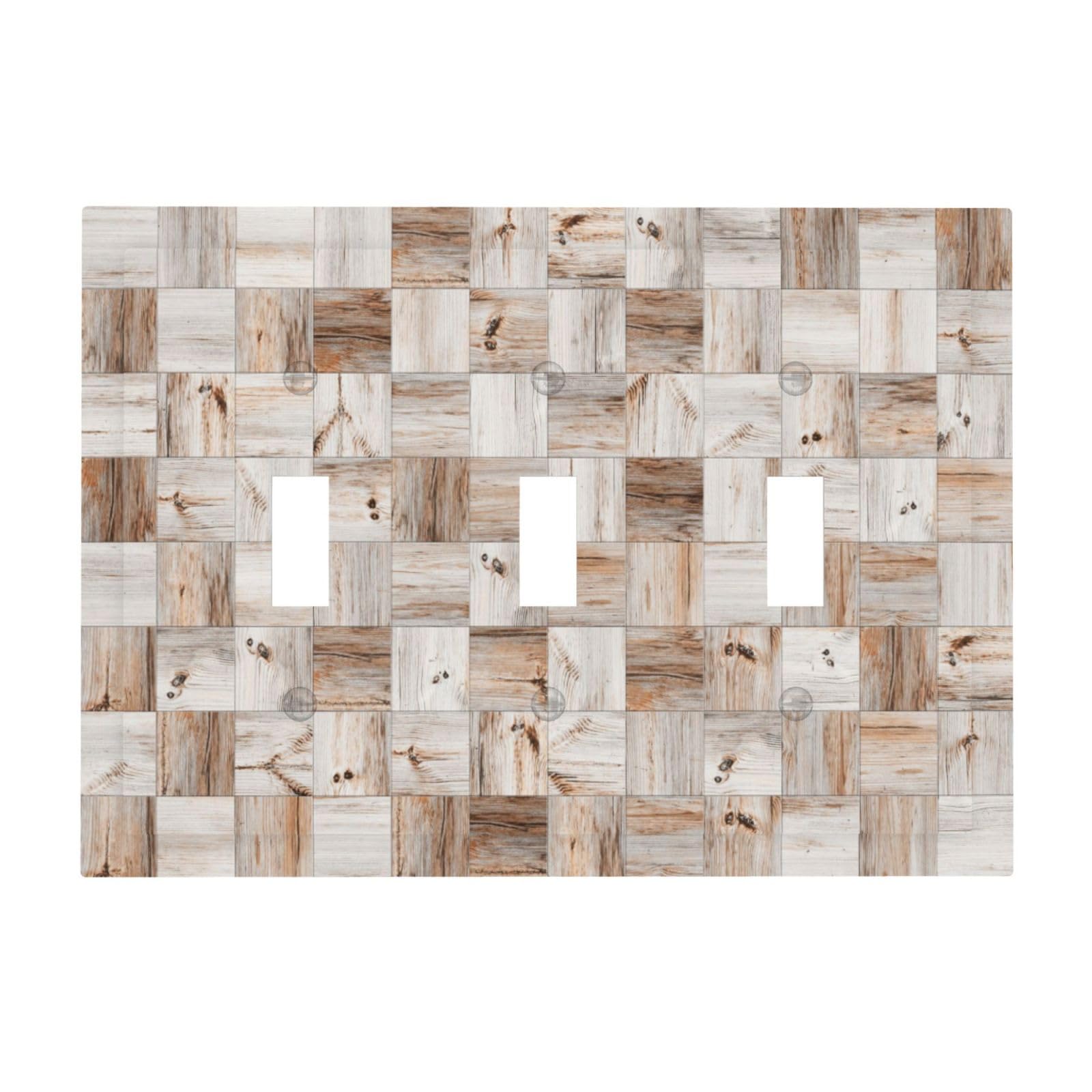 3d Vintage Wood Squares Pattern 3 Gang Artistic