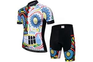 JPOJPO Men's Cycling Jersey and Shorts Set Short Sleeved Bike Jersey and Shorts Mountain Clothing Summer Wear Quick-Dry