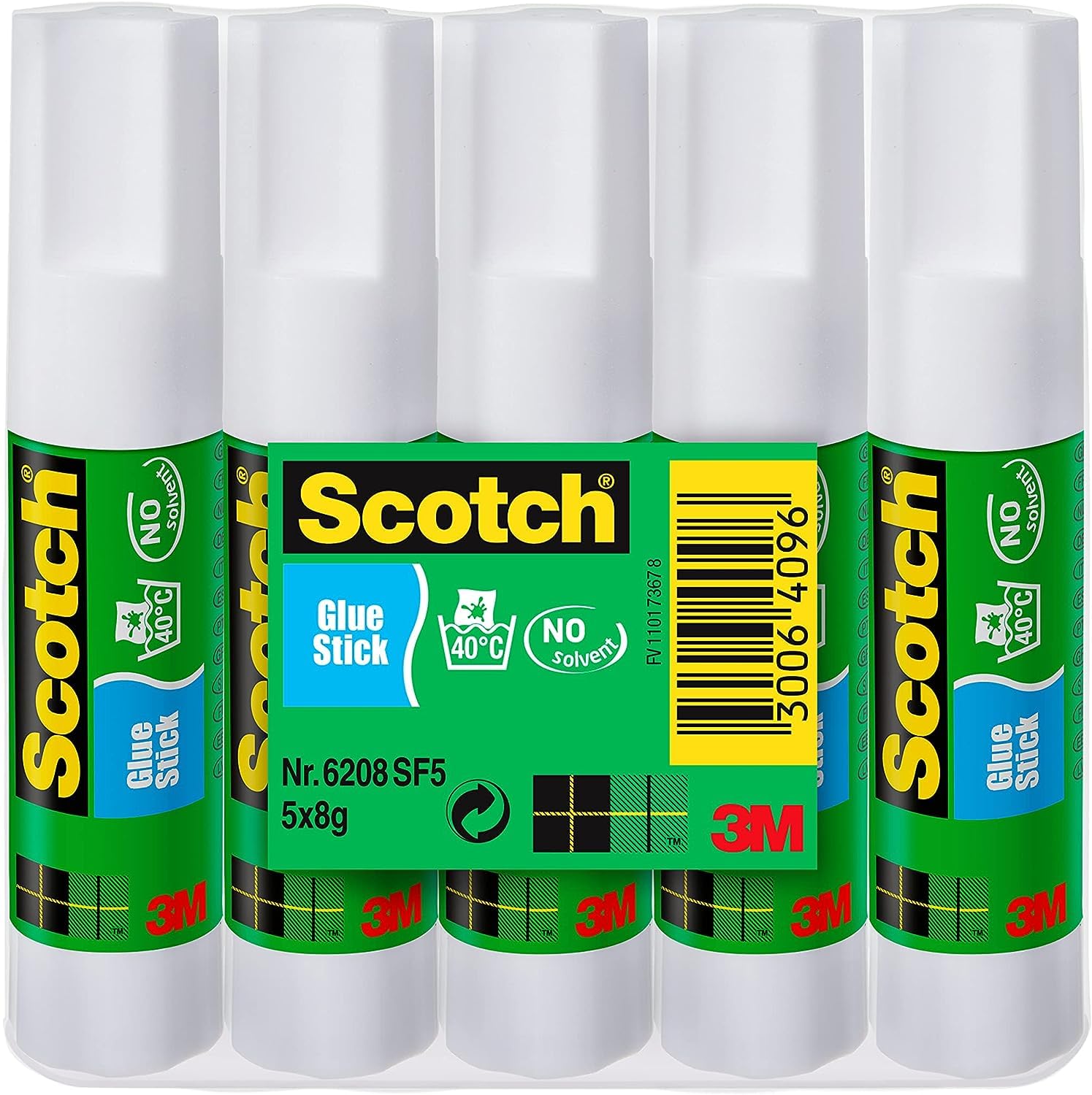 Scotch Permanent Glue Stick - 1 Pack of 5 Sticks, 8g per Stick - Ideal for Paper, Fabric and Lightweight Items