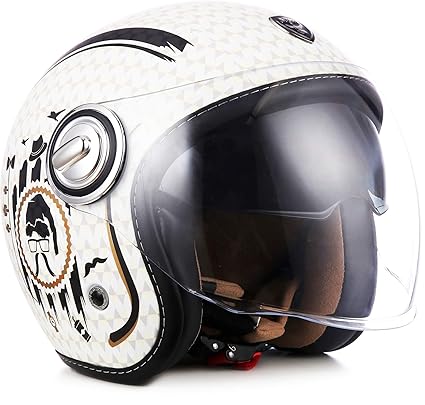 Soxon® SP-888 „Sir Snow“ · Jet-Helm · Motorrad-Helm Roller-Helm Scooter-Helm Bobber · ECE Sonnenvisier Schnellverschluss Slim